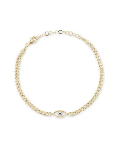 Sphera Milano 14k Over Silver Cz Evil Eye Bracelet In Gold