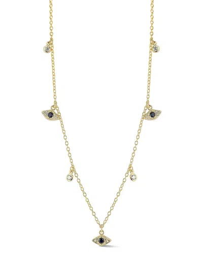 Sphera Milano 14k Over Silver Cz Eye Charm Choker Necklace