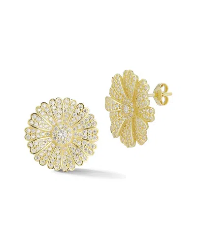 Sphera Milano 14k Over Silver Cz Flower Earrings