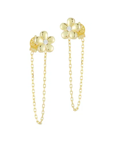 Sphera Milano 14k Over Silver Cz Flower Studs