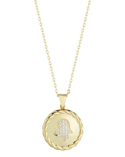 Sphera Milano 14k Over Silver Cz Hamsa Medallion Necklace