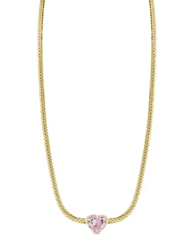Sphera Milano 14k Over Silver Cz Heart Choker Necklace In Gold