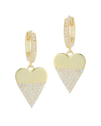 Sphera Milano 14k Over Silver Cz Heart Earrings