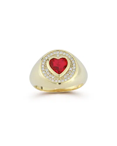 Sphera Milano 14k Over Silver Cz Heart Signet Ring