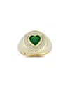 Sphera Milano 14k Over Silver Cz Heart Signet Ring