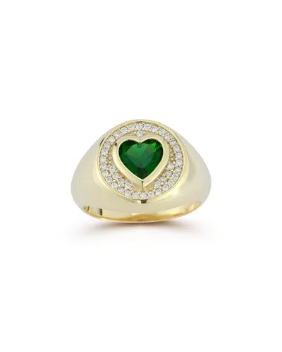 Sphera Milano 14k Over Silver Cz Heart Signet Ring In Gold