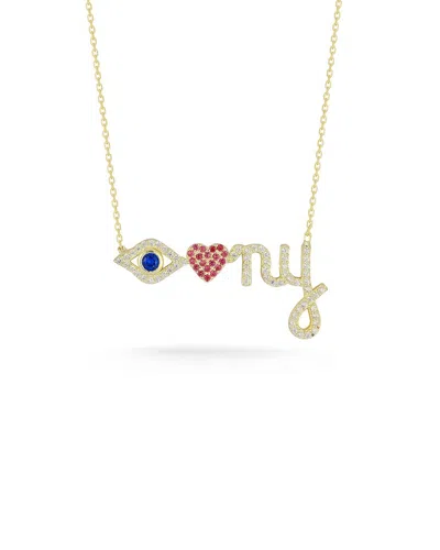 Sphera Milano 14k Over Silver Cz I Love Ny Necklace In Gold