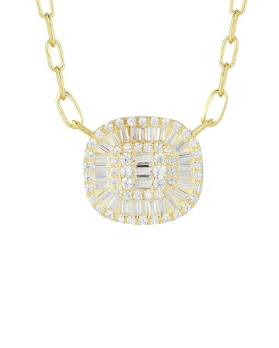 Sphera Milano 14k Over Silver Cz Illusion Paperclip Necklace