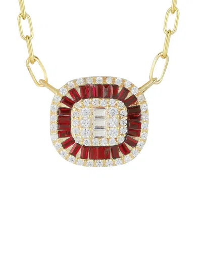 Sphera Milano 14k Over Silver Cz Illusion Paperclip Necklace