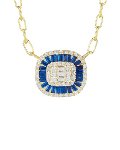 Sphera Milano 14k Over Silver Cz Illusion Paperclip Necklace