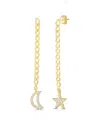 Sphera Milano 14k Over Silver Cz Moon & Star Drop Earrings