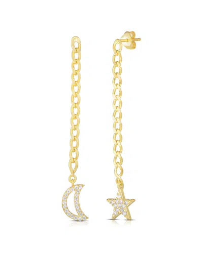 Sphera Milano 14k Over Silver Cz Moon & Star Drop Earrings