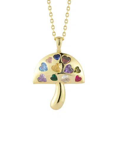 Sphera Milano 14k Over Silver Cz Mushroom Pendant Necklace In Gold