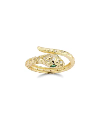 Sphera Milano 14k Over Silver Cz Snake Bypass Ring