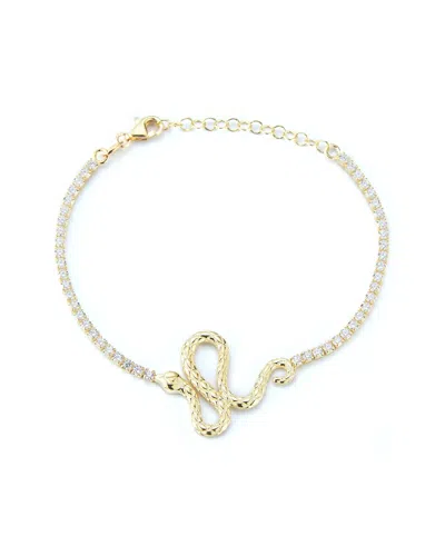 Sphera Milano 14k Over Silver Cz Snake Tennis Bracelet In Gold