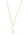 Sphera Milano 14k Over Silver Cz Star And Moon Necklace
