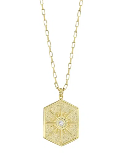Sphera Milano Cubic Zirconia Starburst Medallion Pendant Necklace In Gold