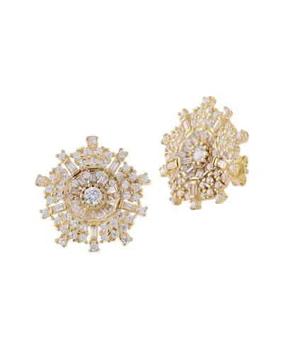 Sphera Milano 14k Over Silver Cz Statement Studs In Gold