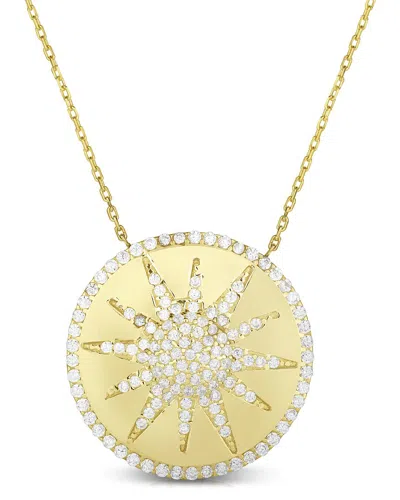 Sphera Milano 14k Over Silver Cz Sun Medallion Necklace