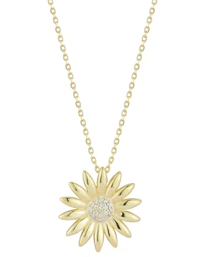 Sphera Milano 14k Over Silver Cz Sunflower Necklace In Gold