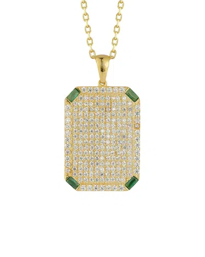 Sphera Milano 14k Over Silver Cz Tag Pendant Necklace In Gold