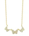 Sphera Milano 14k Over Silver Cz Triple Butterfly Necklace
