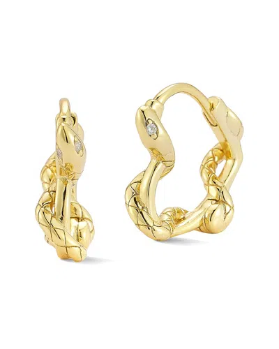 Sphera Milano 14k Over Silver Cz Twisty Snake Huggie Earrings In Gold