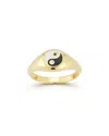 Sphera Milano 14k Over Silver Cz Ying Yang Signet Ring