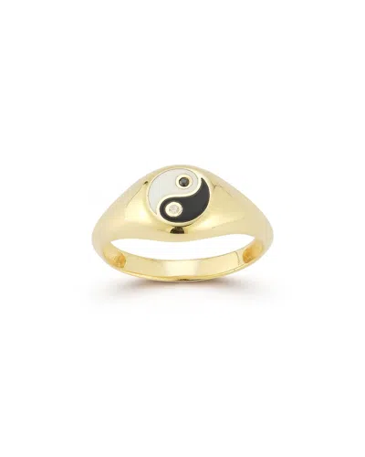 Sphera Milano 14k Over Silver Cz Ying Yang Signet Ring