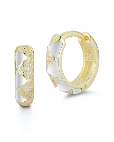 Sphera Milano 14k Over Silver Cz Zig Zag Hoops