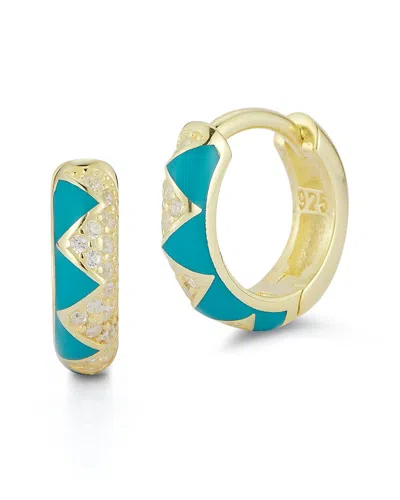 Sphera Milano 14k Over Silver Cz Zig Zag Hoops