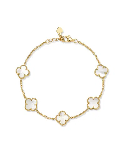 Sphera Milano 14k Over Silver Pearl Clover Bracelet