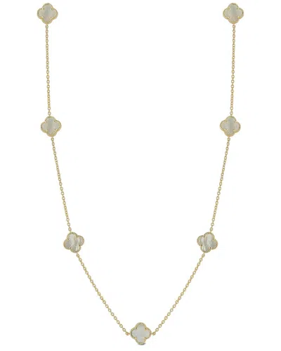 Sphera Milano 14k Over Silver Pearl Clover Necklace In Gold