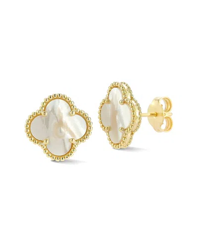 Sphera Milano 14k Over Silver Pearl Clover Studs N In Gold