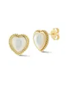 Sphera Milano 14k Over Silver Pearl Heart Studs In Gold/ivory