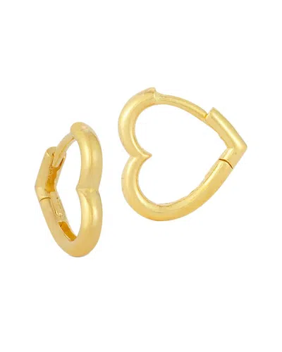 Sphera Milano 14k Over Silver Small Heart Hoops In Gold