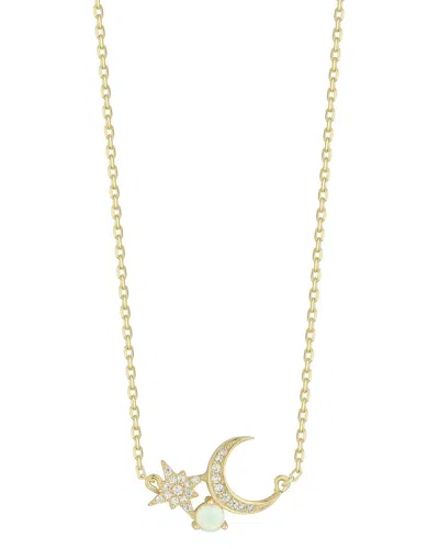 Sphera Milano 14k Over Silver White Opal Cz Celestial Necklace