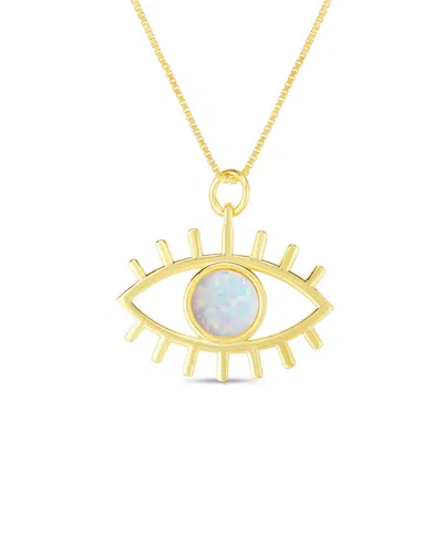 Sphera Milano 14k Over Silver White Opal Evil Eye Necklace