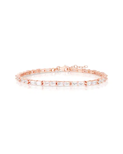 Sphera Milano 14k Rose Gold Vermeil Cz Baguette Tennis Bracelet