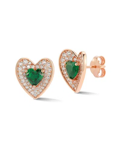 SPHERA MILANO SPHERA MILANO 14K ROSE GOLD VERMEIL CZ HEART STUDS