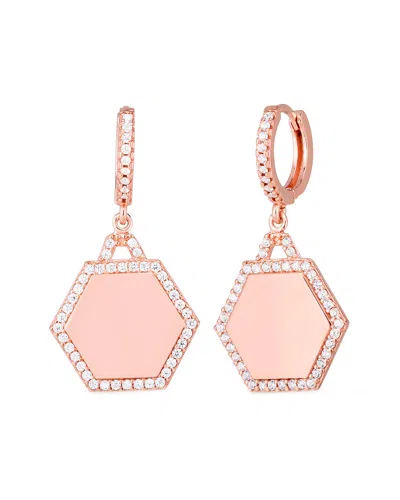 Sphera Milano Hexagon Huggie Hoop Drop Earrings In Pink