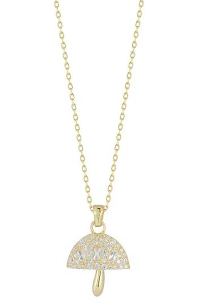 Sphera Milano 14k Yellow Gold Plated Sterling Silver Cz Mushroom Pendant Necklace