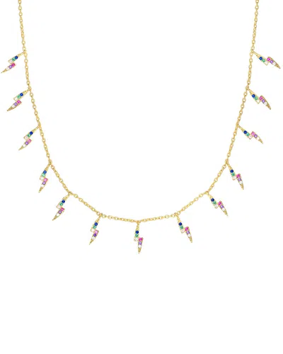 Sphera Milano 18k Over Silver Cz Lightning Bolt Necklace