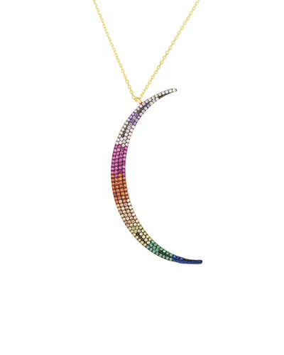 Sphera Milano 18k Over Silver Cz Moon Necklace In Gold