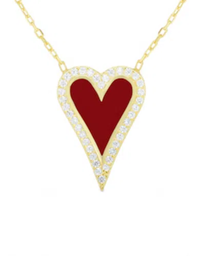 Sphera Milano 18k Over Silver Cz Necklace In Red