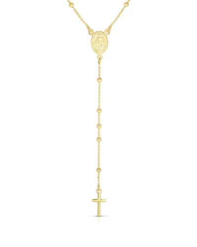 Sphera Milano 18k Over Silver Rosario Necklace With Drop Cross In Gold