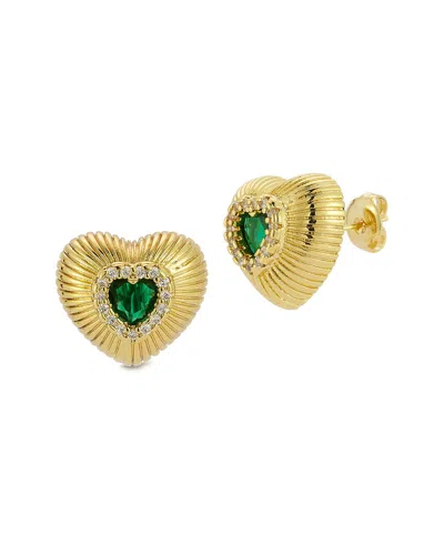 Sphera Milano Cubic Zirconia Puffy Heart Stud Earrings In Gold