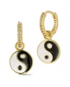 Sphera Milano Cubic Zirconia Yin & Yang Drop Huggie Hoop Earrings