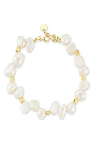 Sphera Milano 9mm Cultured Pearl Beaded Line Bracelet In Gold