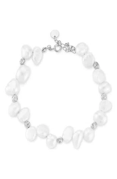 Sphera Milano 9mm Cultured Pearl Beaded Line Bracelet In Silver